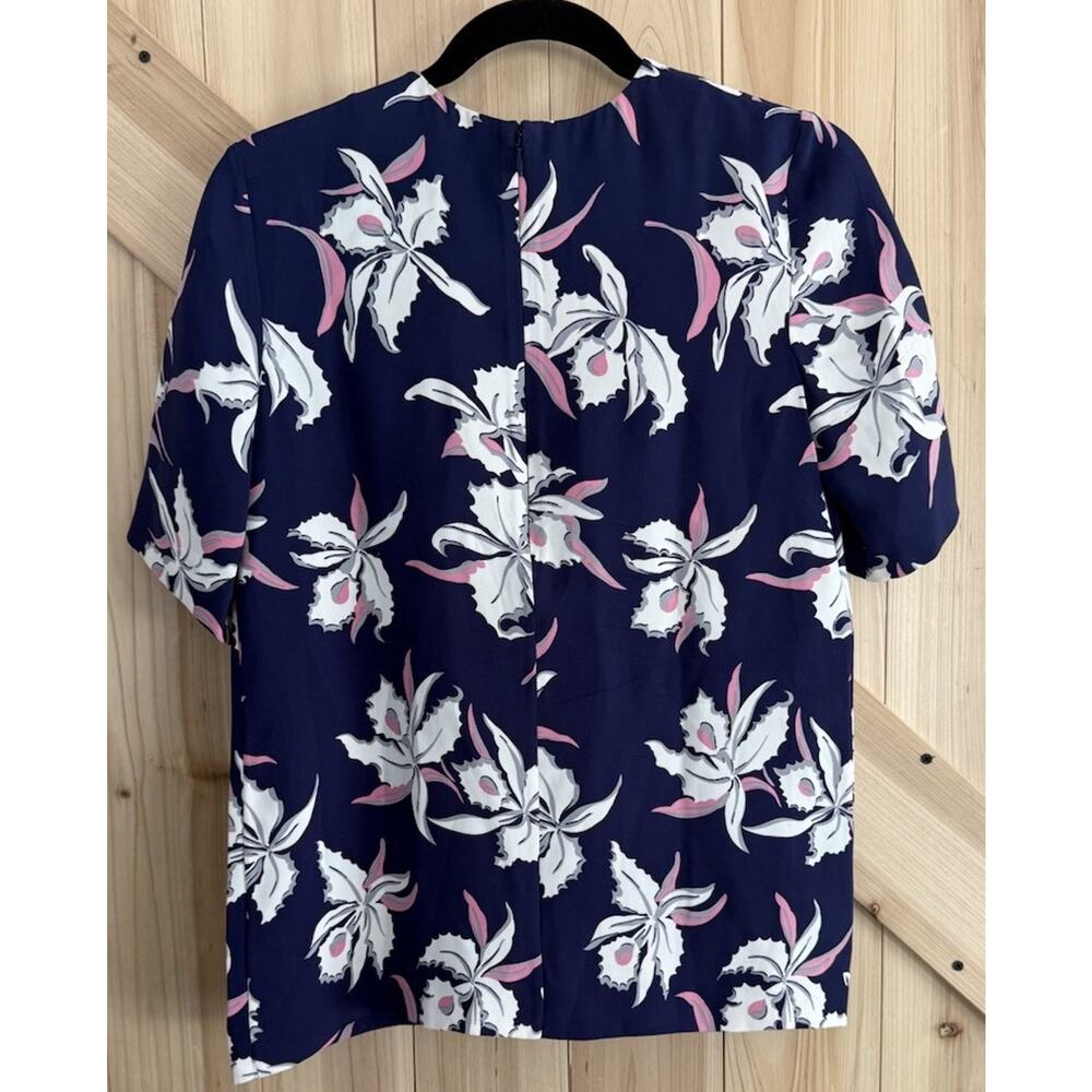 Marni Navy White Floral Short Sleeve Top Made In Italy Quiet Luxury ($940) Sz 38 - Picture 2 of 9